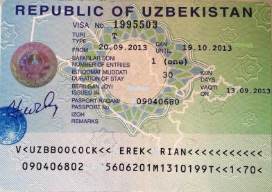Uzbekistan visa sample